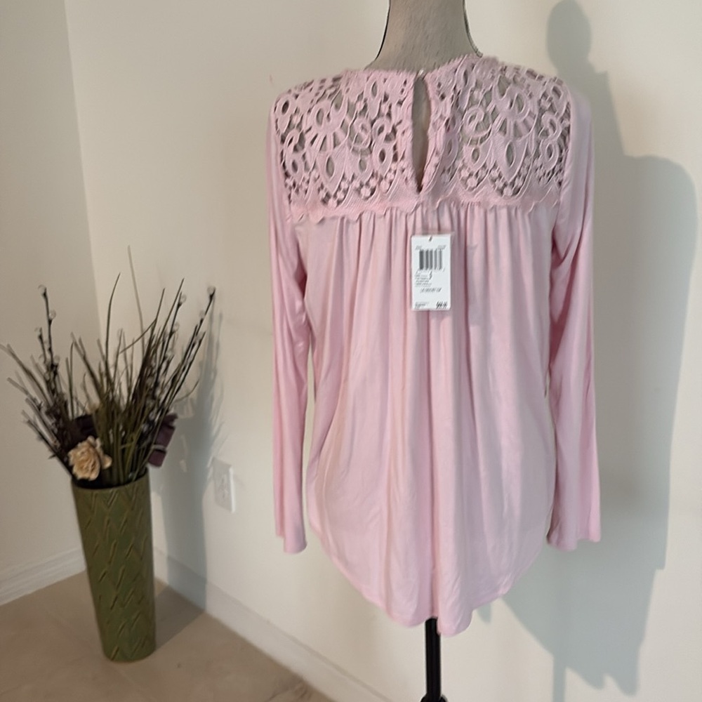 NWT $68 philosophy small pink crochet shirt 582 - Picture 5 of 7